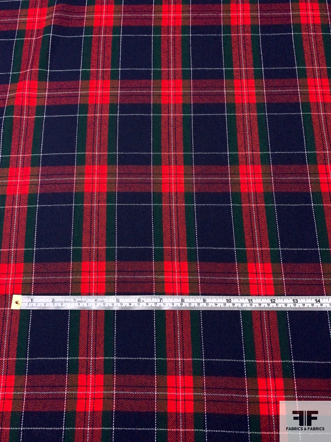 Tartan Plaid Wool Flannel Gabardine Suiting - Red / Navy / Evergreen / White 7 Tartan Plaid Wool Flannel Gabardine Suiting - Red / Navy / Evergreen / White - Image 5