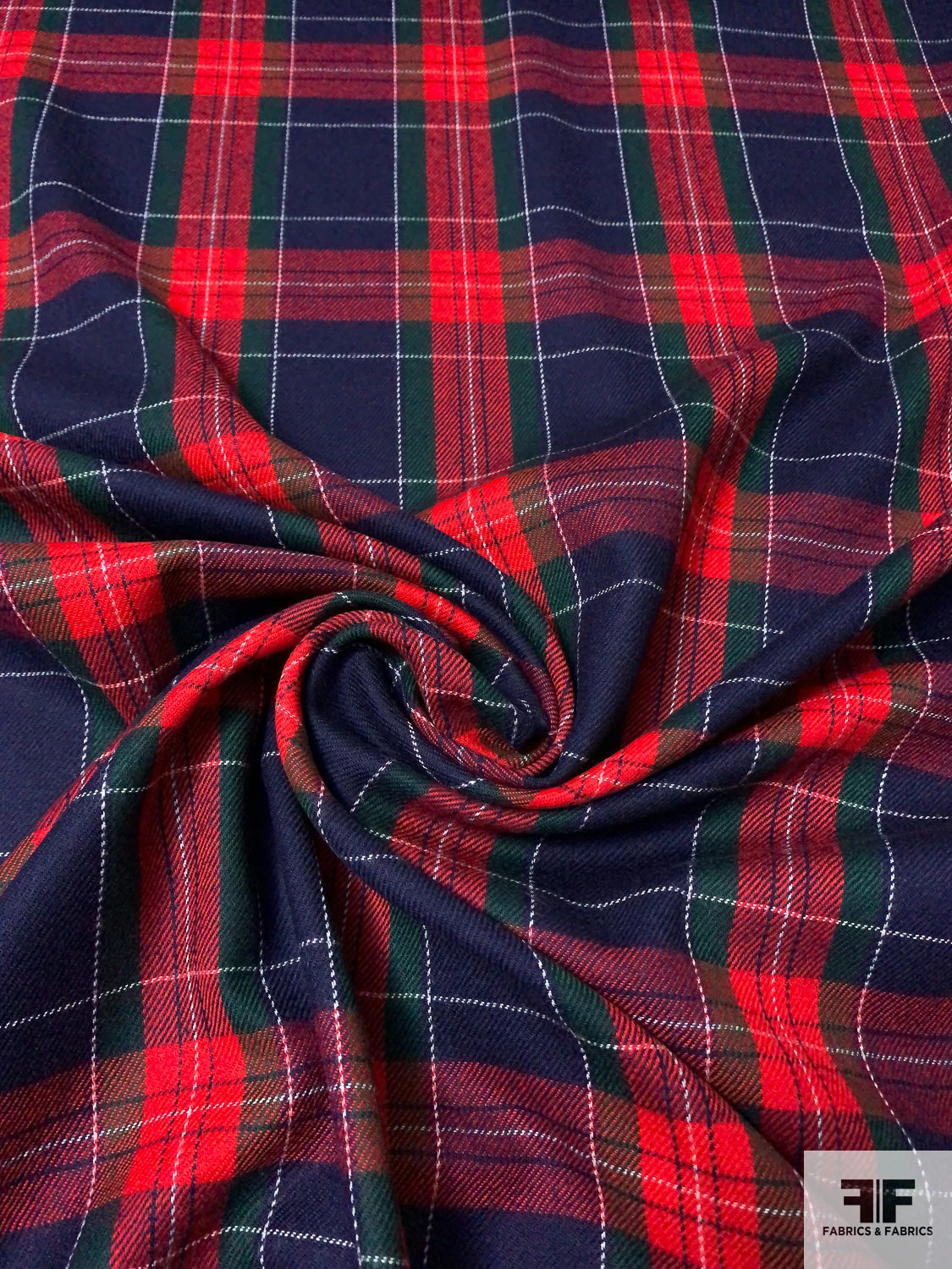 Tartan Plaid Wool Flannel Gabardine Suiting - Red / Navy / Evergreen / White 3 Tartan Plaid Wool Flannel Gabardine Suiting - Red / Navy / Evergreen / White