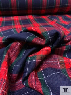 Tartan Plaid Wool Flannel Gabardine Suiting - Red / Navy / Evergreen / White 17 Tartan Plaid Wool Flannel Gabardine Suiting - Red / Navy / Evergreen / White -Fabrics And Fabrics Store 13702 8