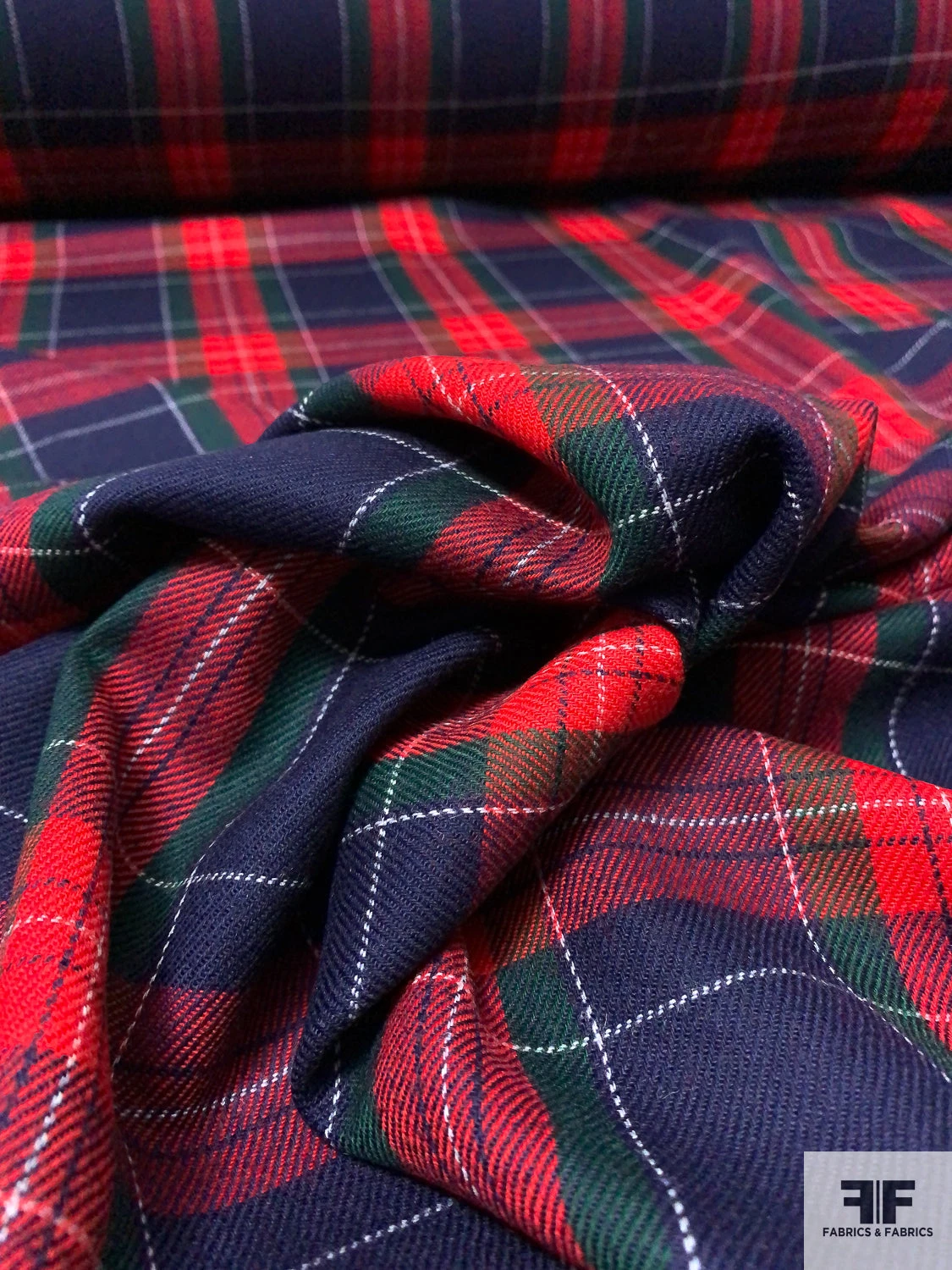 Tartan Plaid Wool Flannel Gabardine Suiting - Red / Navy / Evergreen / White 10 Tartan Plaid Wool Flannel Gabardine Suiting - Red / Navy / Evergreen / White - Image 8