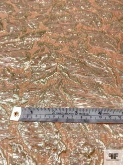 Italian Textured Cloqué 2-Ply Metallic Polyester Organza - Peachy Orange / Gold 14 Italian Textured Cloqué 2-Ply Metallic Polyester Organza - Peachy Orange / Gold -Fabrics And Fabrics Store 13770 5