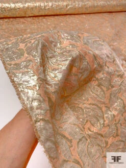 Italian Textured Cloqué 2-Ply Metallic Polyester Organza - Peachy Orange / Gold 16 Italian Textured Cloqué 2-Ply Metallic Polyester Organza - Peachy Orange / Gold -Fabrics And Fabrics Store 13770 7
