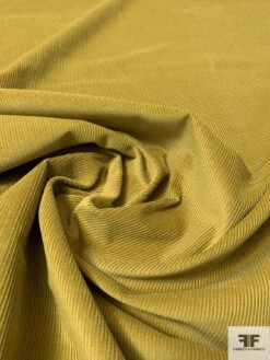 Italian Solid Pinwale Cotton Corduroy - Olive Green