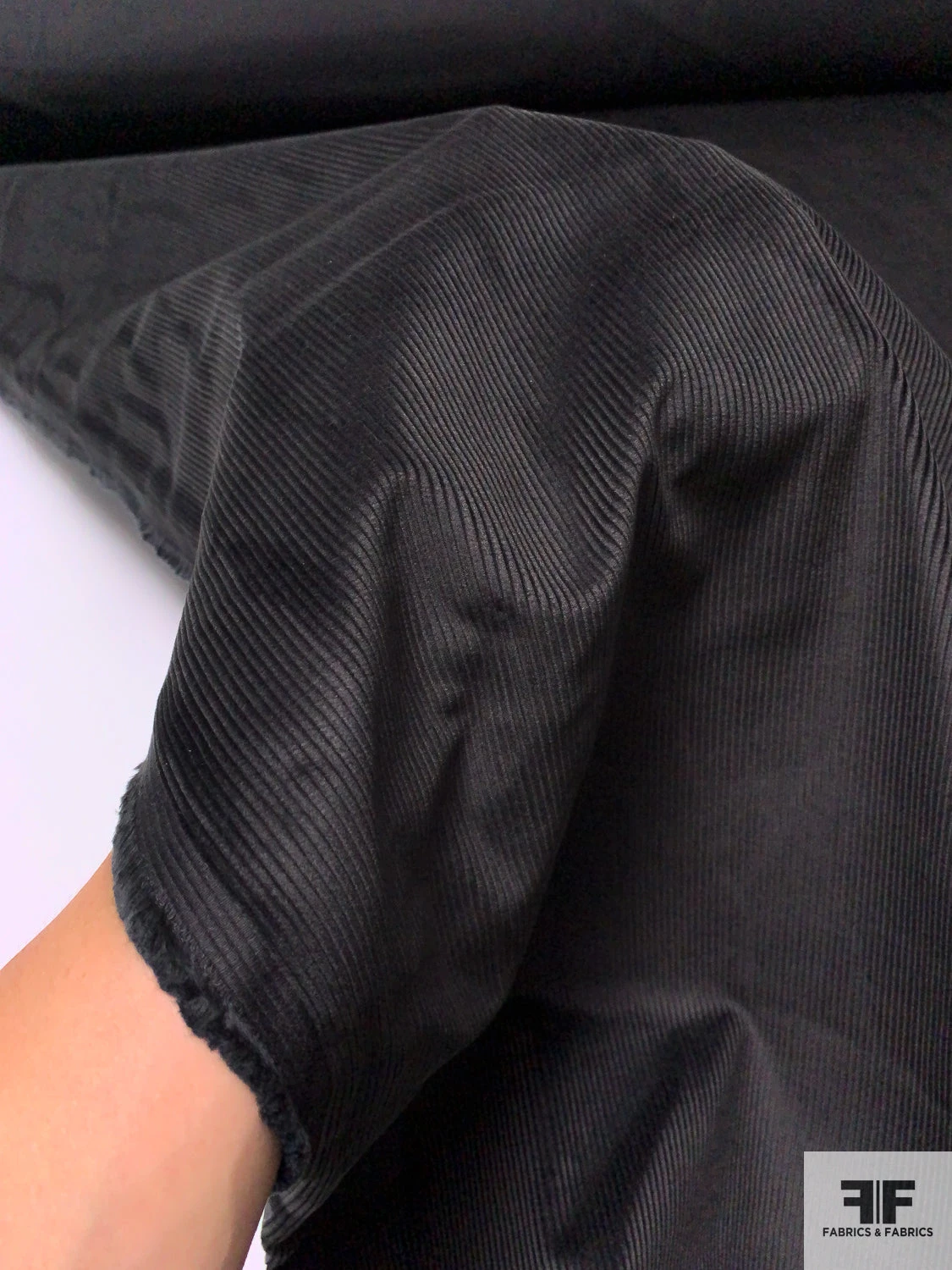 Solid Cotton Corduroy - Black 6 Solid Cotton Corduroy - Black - Image 4