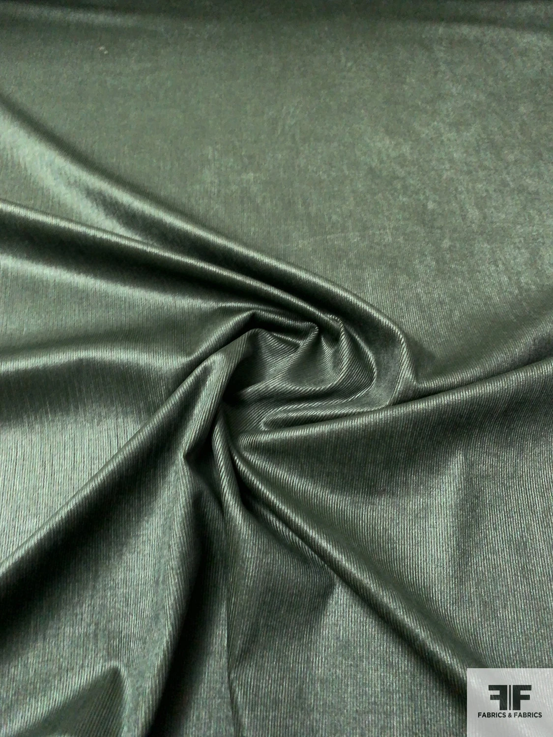 Solid Pinwale Stretch Cotton Corduroy With Luster Finish - Frosty Evergreen 5 Solid Pinwale Stretch Cotton Corduroy With Luster Finish - Frosty Evergreen - Image 3