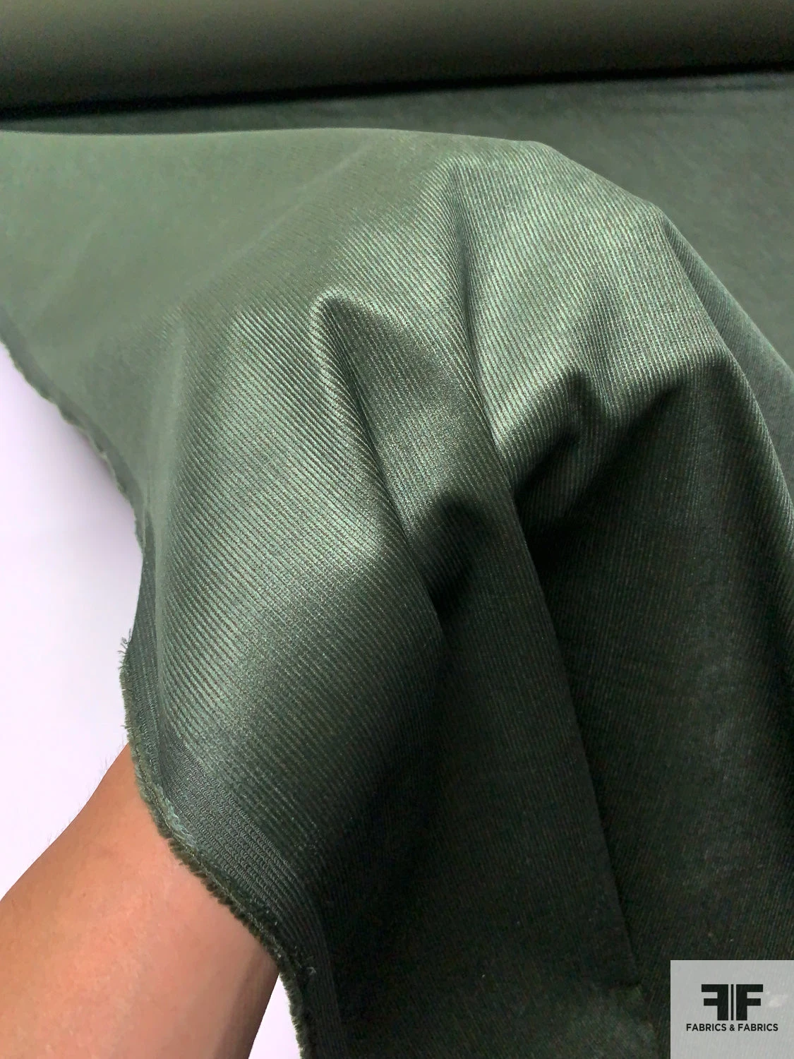 Solid Pinwale Stretch Cotton Corduroy With Luster Finish - Frosty Evergreen 7 Solid Pinwale Stretch Cotton Corduroy With Luster Finish - Frosty Evergreen - Image 5