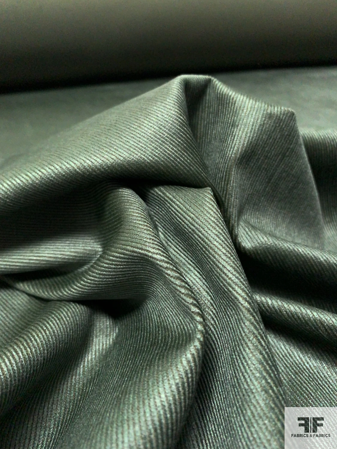 Solid Pinwale Stretch Cotton Corduroy With Luster Finish - Frosty Evergreen 8 Solid Pinwale Stretch Cotton Corduroy With Luster Finish - Frosty Evergreen - Image 6