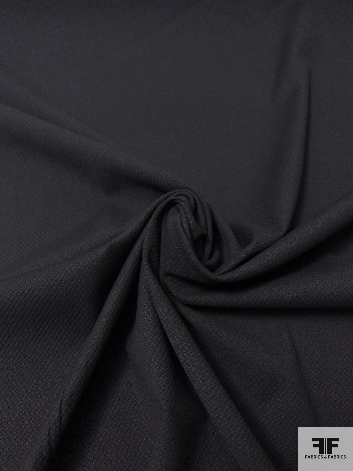 Italian Solid Stretch Novel Cotton Pique - Black 4 Italian Solid Stretch Novel Cotton Pique - Black - Image 2