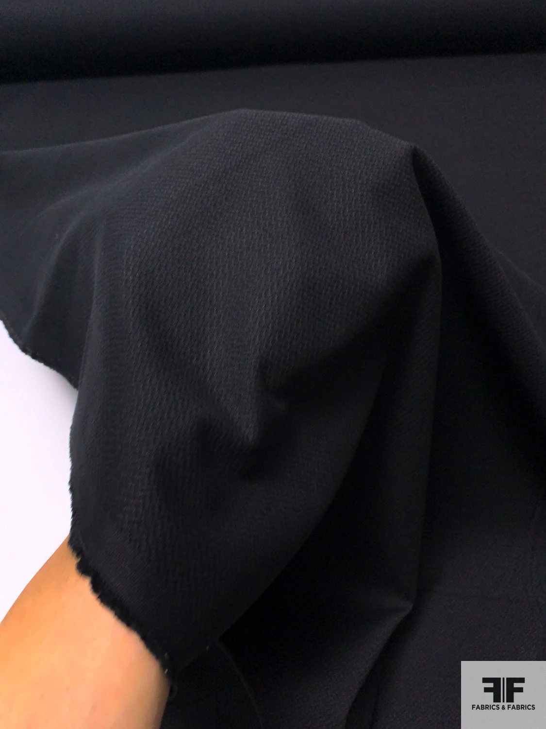 Italian Solid Stretch Novel Cotton Pique - Black 8 Italian Solid Stretch Novel Cotton Pique - Black - Image 6