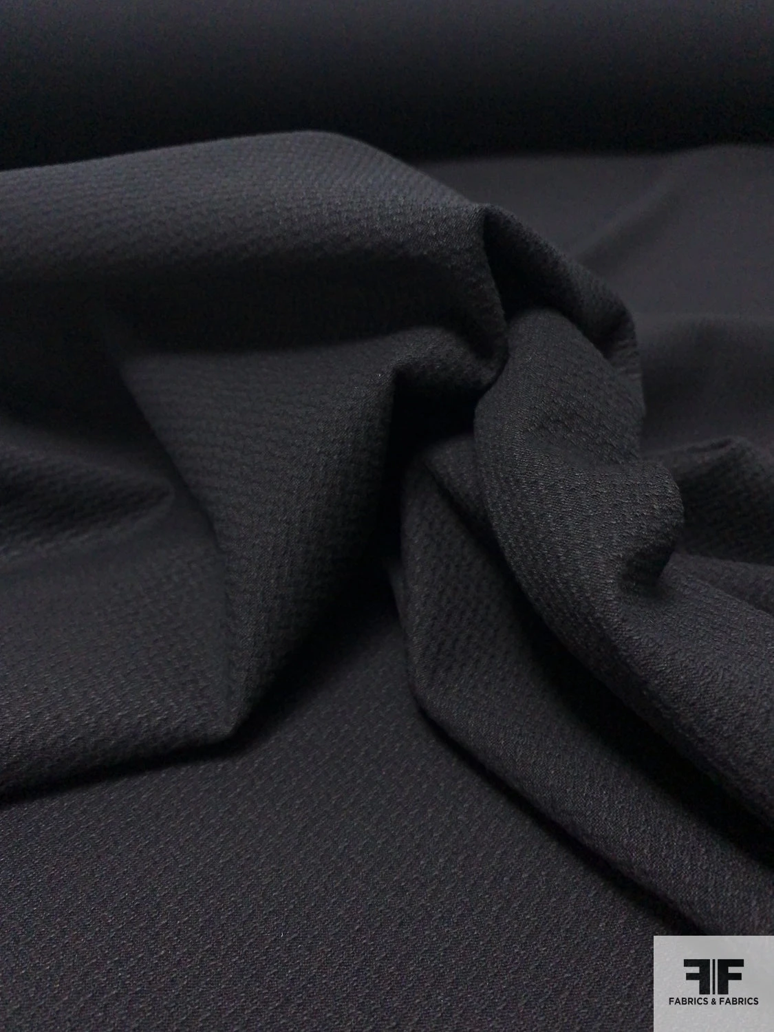 Italian Solid Stretch Novel Cotton Pique - Black 3 Italian Solid Stretch Novel Cotton Pique - Black