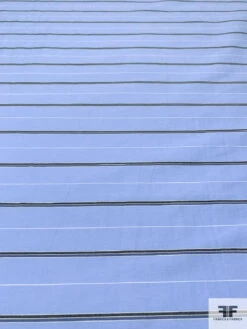 Italian Striped Cotton Shirting With Mechanical Stretch - Blue / Black / White 13 Italian Striped Cotton Shirting With Mechanical Stretch - Blue / Black / White -Fabrics And Fabrics Store 13868 3