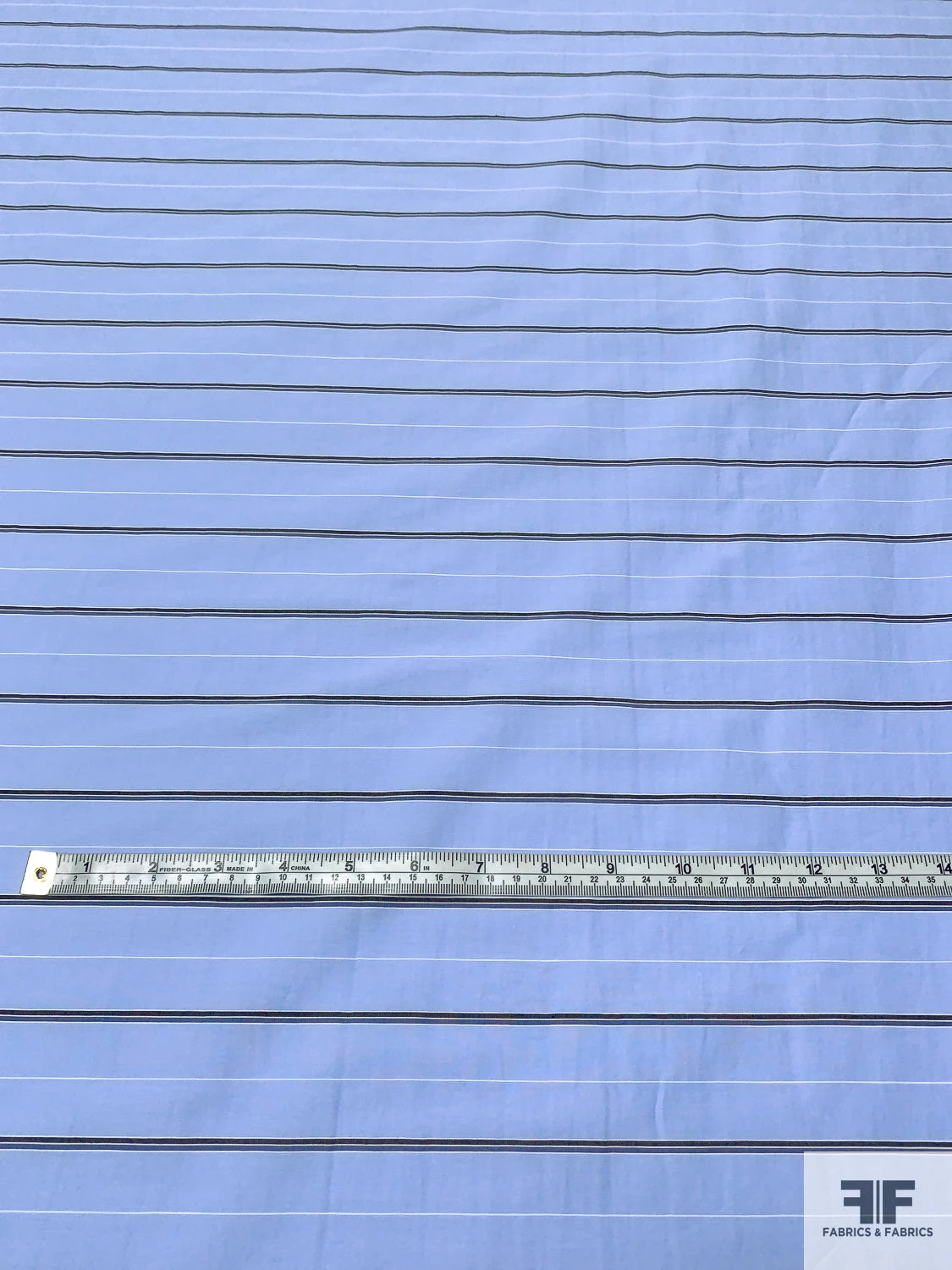 Italian Striped Cotton Shirting With Mechanical Stretch - Blue / Black / White 7 Italian Striped Cotton Shirting With Mechanical Stretch - Blue / Black / White - Image 5