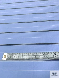 Italian Striped Cotton Shirting With Mechanical Stretch - Blue / Black / White 15 Italian Striped Cotton Shirting With Mechanical Stretch - Blue / Black / White -Fabrics And Fabrics Store 13868 5