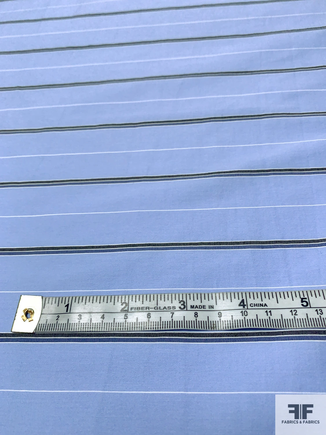 Italian Striped Cotton Shirting With Mechanical Stretch - Blue / Black / White 8 Italian Striped Cotton Shirting With Mechanical Stretch - Blue / Black / White - Image 6