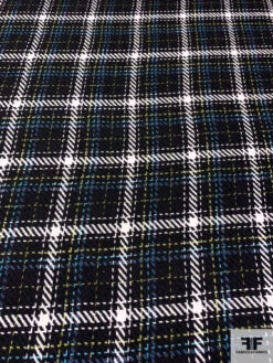 Italian Plaid Wool Blend Jacket Weight - Black / Off-White / Turquoise / Lime 14 Italian Plaid Wool Blend Jacket Weight - Black / Off-White / Turquoise / Lime -Fabrics And Fabrics Store 13876 4