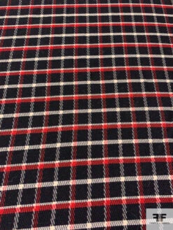 Italian Plaid Twill-Weave Textured Wool Suiting - Black / Red / Cream 13 Italian Plaid Twill-Weave Textured Wool Suiting - Black / Red / Cream -Fabrics And Fabrics Store 13880 3