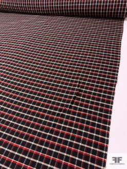 Italian Plaid Twill-Weave Textured Wool Suiting - Black / Red / Cream 16 Italian Plaid Twill-Weave Textured Wool Suiting - Black / Red / Cream -Fabrics And Fabrics Store 13880 6