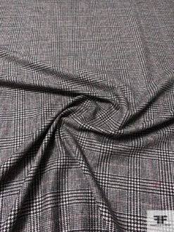 Italian Glen Plaid Flannel Wool Suiting - Black / Sand / Maroon 13 Italian Glen Plaid Flannel Wool Suiting - Black / Sand / Maroon -Fabrics And Fabrics Store 13881 1