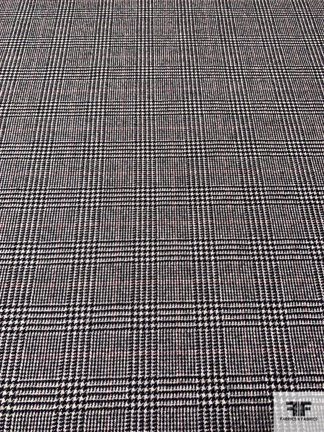 Italian Glen Plaid Flannel Wool Suiting - Black / Sand / Maroon 7 Italian Glen Plaid Flannel Wool Suiting - Black / Sand / Maroon - Image 5