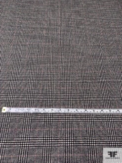 Italian Glen Plaid Flannel Wool Suiting - Black / Sand / Maroon 15 Italian Glen Plaid Flannel Wool Suiting - Black / Sand / Maroon -Fabrics And Fabrics Store 13881 5