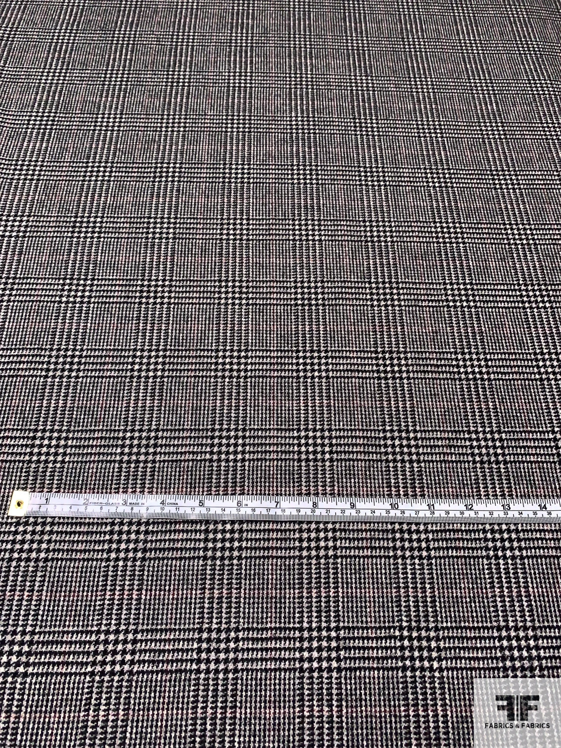 Italian Glen Plaid Flannel Wool Suiting - Black / Sand / Maroon 8 Italian Glen Plaid Flannel Wool Suiting - Black / Sand / Maroon - Image 6