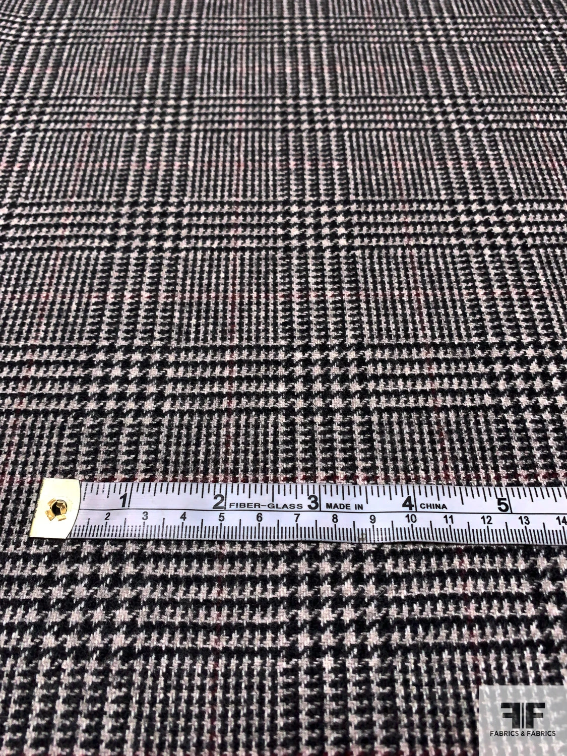 Italian Glen Plaid Flannel Wool Suiting - Black / Sand / Maroon 9 Italian Glen Plaid Flannel Wool Suiting - Black / Sand / Maroon - Image 7