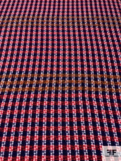 Italian Basketweave Plaid Lightweight Wool Coating - Royal / Red / Caramel / White 11 Italian Basketweave Plaid Lightweight Wool Coating - Royal / Red / Caramel / White -Fabrics And Fabrics Store 13886 4
