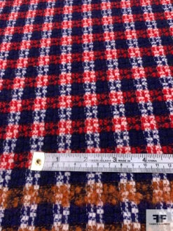 Italian Basketweave Plaid Lightweight Wool Coating - Royal / Red / Caramel / White 15 Italian Basketweave Plaid Lightweight Wool Coating - Royal / Red / Caramel / White -Fabrics And Fabrics Store 13886 6