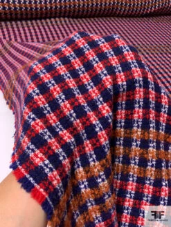 Italian Basketweave Plaid Lightweight Wool Coating - Royal / Red / Caramel / White 17 Italian Basketweave Plaid Lightweight Wool Coating - Royal / Red / Caramel / White -Fabrics And Fabrics Store 13886 8