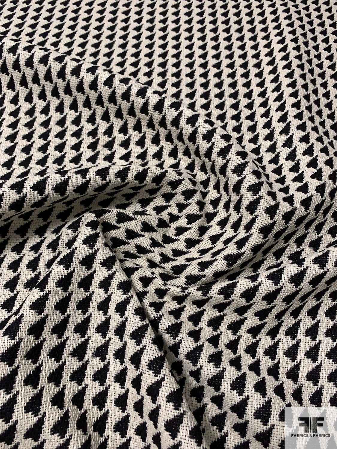 Italian Woven Hearts Wool-Cotton Suiting With Fused Back - Black / Off-White 3 Italian Woven Hearts Wool-Cotton Suiting With Fused Back - Black / Off-White