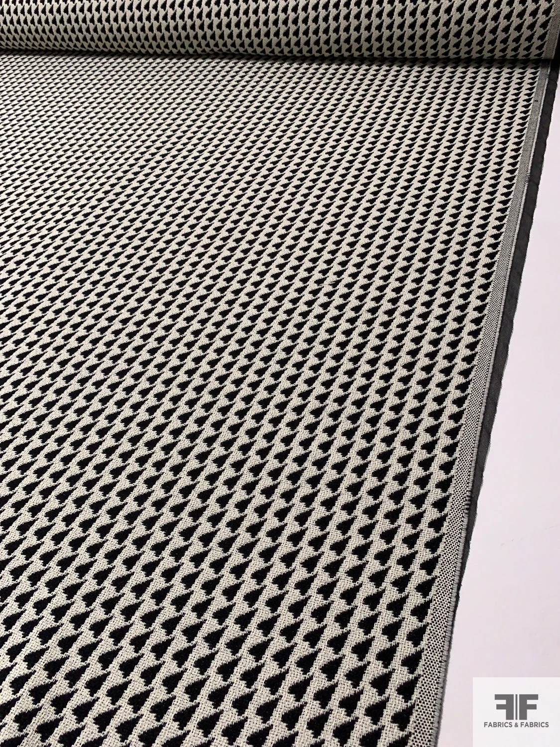 Italian Woven Hearts Wool-Cotton Suiting With Fused Back - Black / Off-White 10 Italian Woven Hearts Wool-Cotton Suiting With Fused Back - Black / Off-White - Image 8