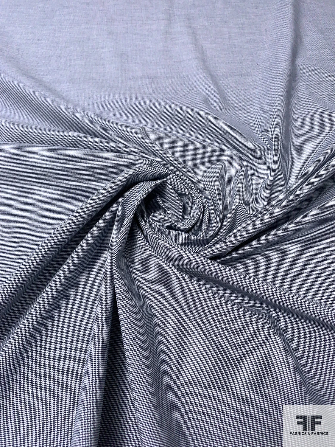 Micro Houndstooth Stretch Heavy Cotton Shirting - Navy / White 5 Micro Houndstooth Stretch Heavy Cotton Shirting - Navy / White - Image 3