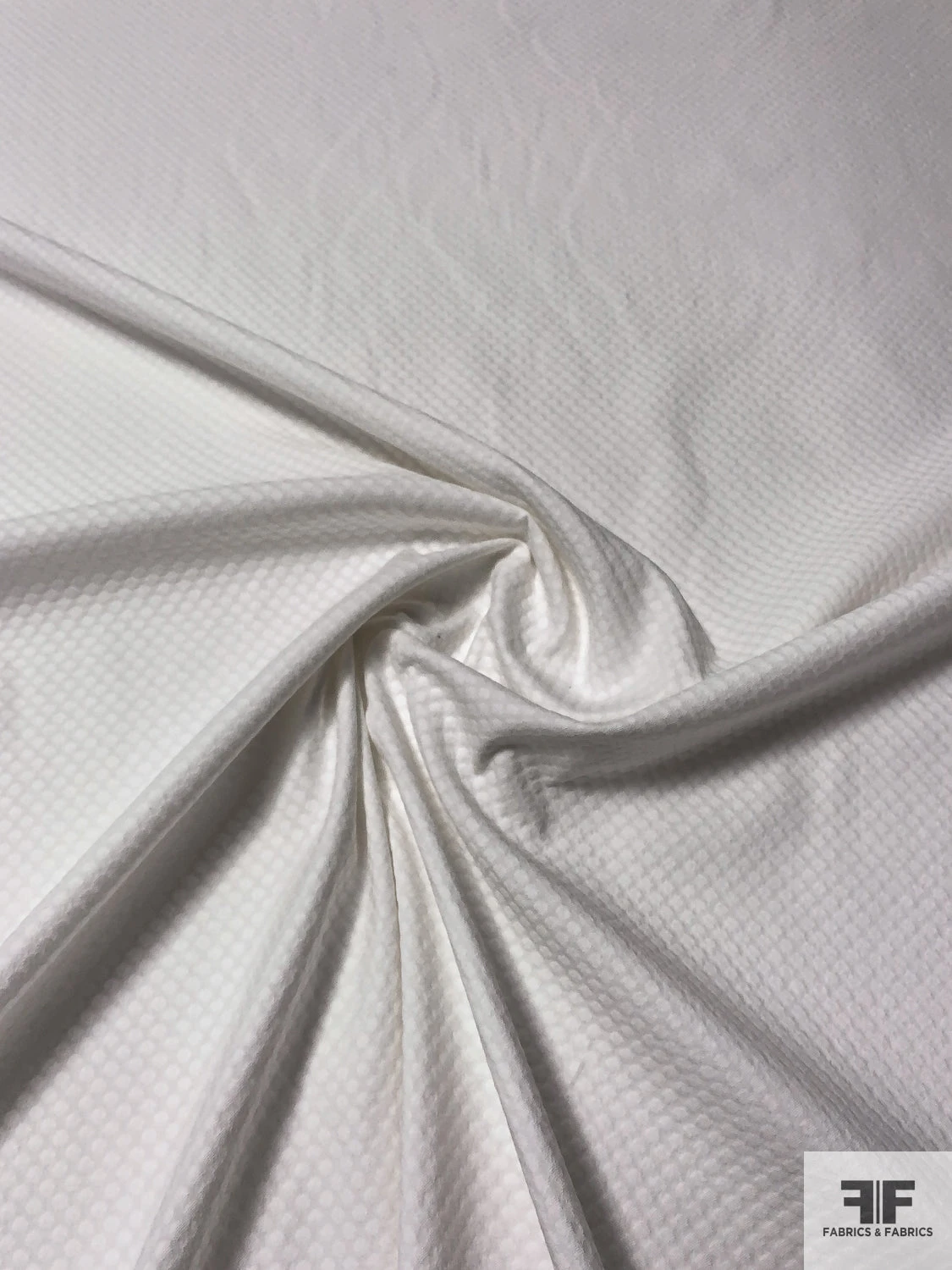 Italian Circle Pattern Stretch Cotton Pique - White 5 Italian Circle Pattern Stretch Cotton Pique - White - Image 3
