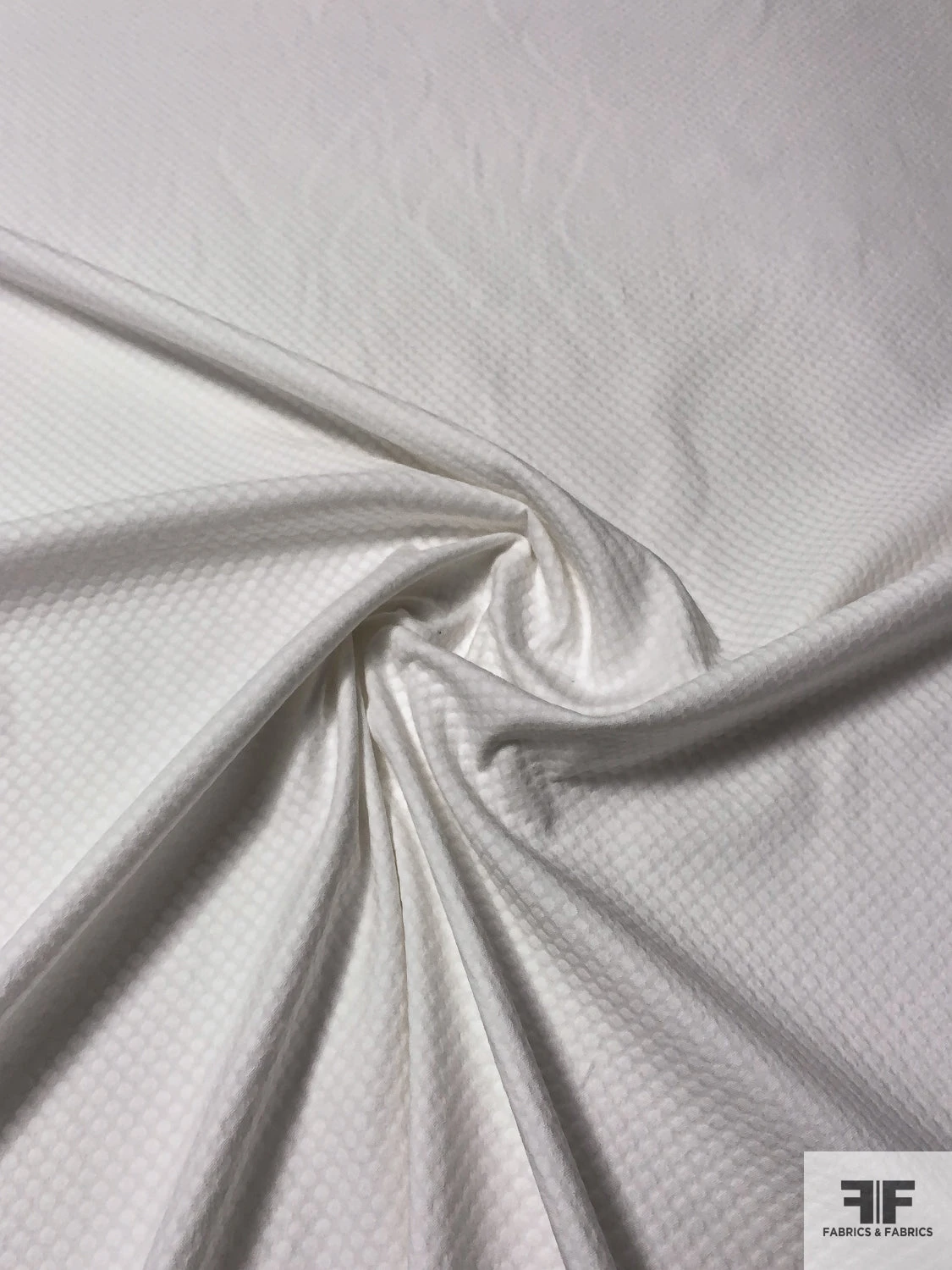 Italian Circle Pattern Stretch Cotton Pique - White 6 Italian Circle Pattern Stretch Cotton Pique - White - Image 4
