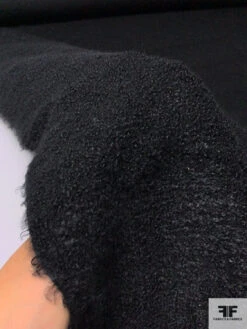 Italian Boucle Wool Jacket Weight Coating - Black -Fabrics And Fabrics Store 13898 6