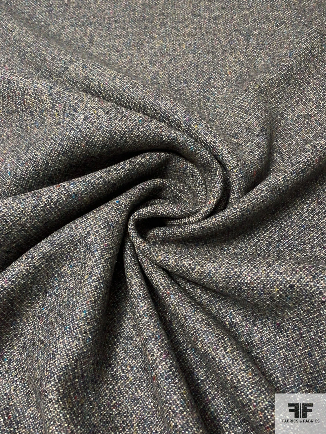 Italian 2-Ply Double Faced Speckled And Twill Weave Wool Coating - Ecru / Blue / Grey 6 Italian 2-Ply Double Faced Speckled And Twill Weave Wool Coating - Ecru / Blue / Grey - Image 4