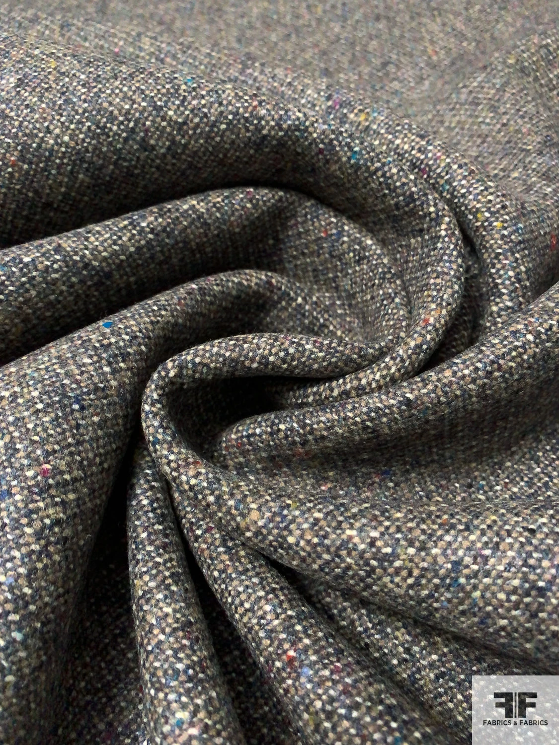 Italian 2-Ply Double Faced Speckled And Twill Weave Wool Coating - Ecru / Blue / Grey 3 Italian 2-Ply Double Faced Speckled And Twill Weave Wool Coating - Ecru / Blue / Grey