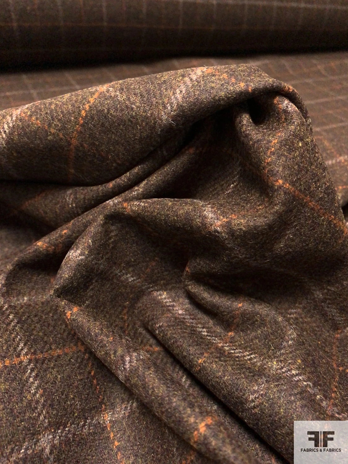 Italian Plaid Virgin Wool Jacket Weight Suiting - Brown / Rust / Light Grey 8 Italian Plaid Virgin Wool Jacket Weight Suiting - Brown / Rust / Light Grey - Image 6