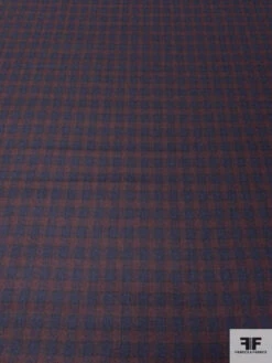 Italian Gingham Plaid Wool Suiting - Navy / Merlot 14 Italian Gingham Plaid Wool Suiting - Navy / Merlot -Fabrics And Fabrics Store 13902 5
