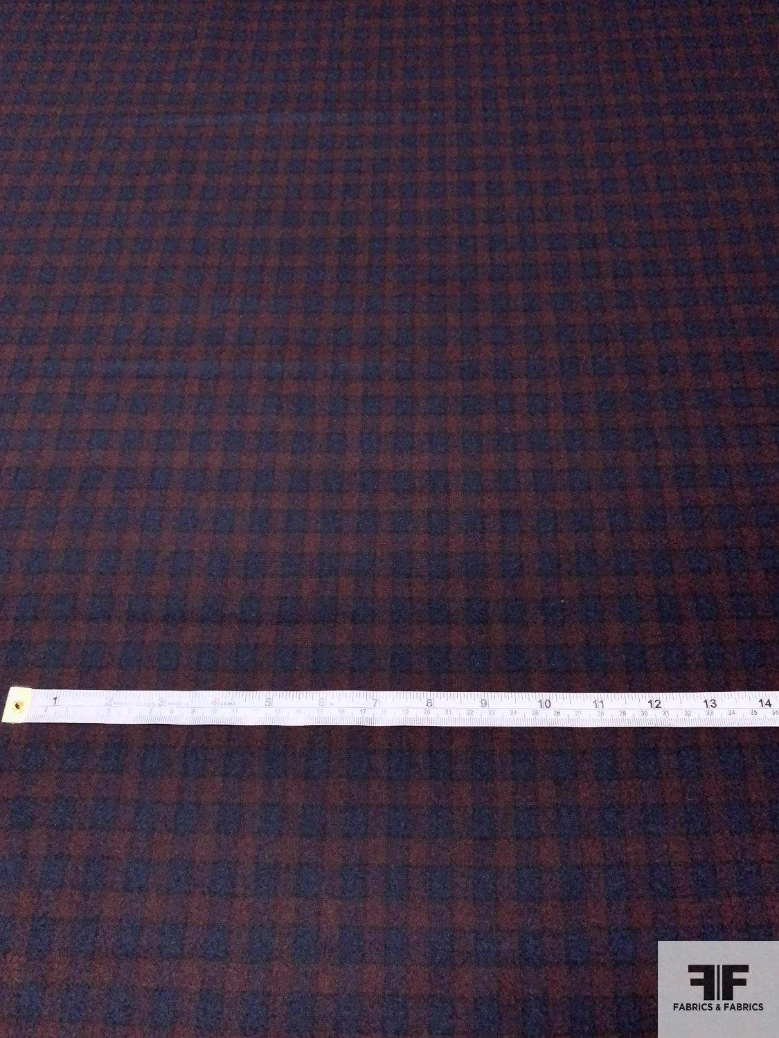 Italian Gingham Plaid Wool Suiting - Navy / Merlot 8 Italian Gingham Plaid Wool Suiting - Navy / Merlot - Image 6