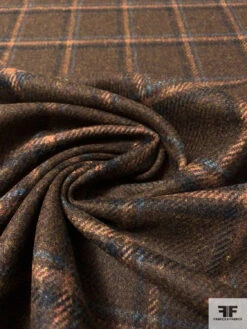 Italian Plaid Virgin Wool Jacket Weight Suiting - Brown / Black / Turquoise 13 Italian Plaid Virgin Wool Jacket Weight Suiting - Brown / Black / Turquoise -Fabrics And Fabrics Store 13903 3