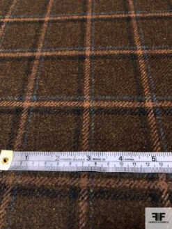 Italian Plaid Virgin Wool Jacket Weight Suiting - Brown / Black / Turquoise 16 Italian Plaid Virgin Wool Jacket Weight Suiting - Brown / Black / Turquoise -Fabrics And Fabrics Store 13903 6