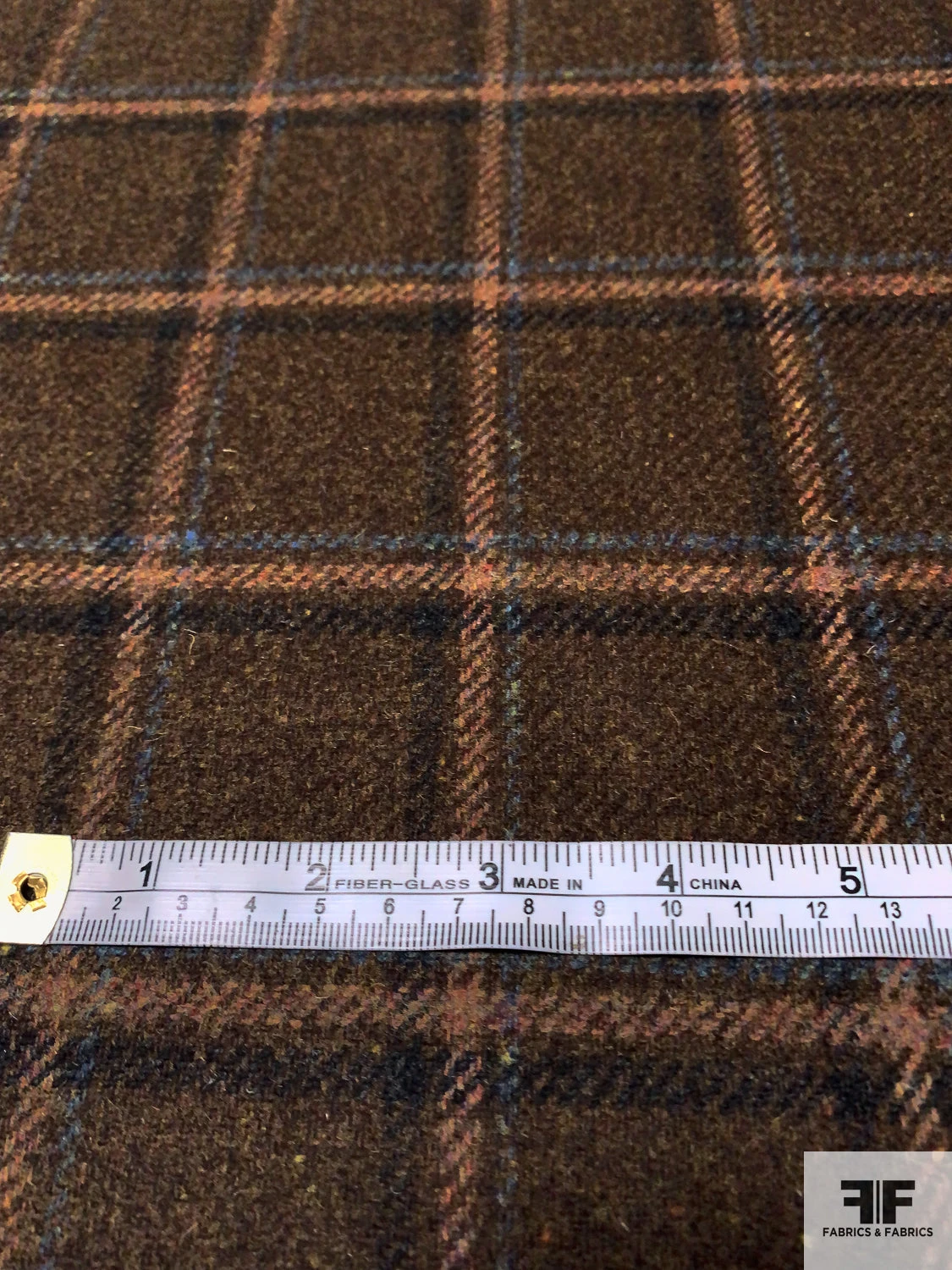 Italian Plaid Virgin Wool Jacket Weight Suiting - Brown / Black / Turquoise 9 Italian Plaid Virgin Wool Jacket Weight Suiting - Brown / Black / Turquoise - Image 7