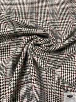 Italian Glen Plaid Virgin Wool Lightweight Coating - Cream / Black / Grey / Burgundy 13 Italian Glen Plaid Virgin Wool Lightweight Coating - Cream / Black / Grey / Burgundy -Fabrics And Fabrics Store 13917 1