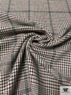 Italian Glen Plaid Virgin Wool Lightweight Coating - Cream / Black / Grey / Burgundy 12 Italian Glen Plaid Virgin Wool Lightweight Coating - Cream / Black / Grey / Burgundy -Fabrics And Fabrics Store 13917 2