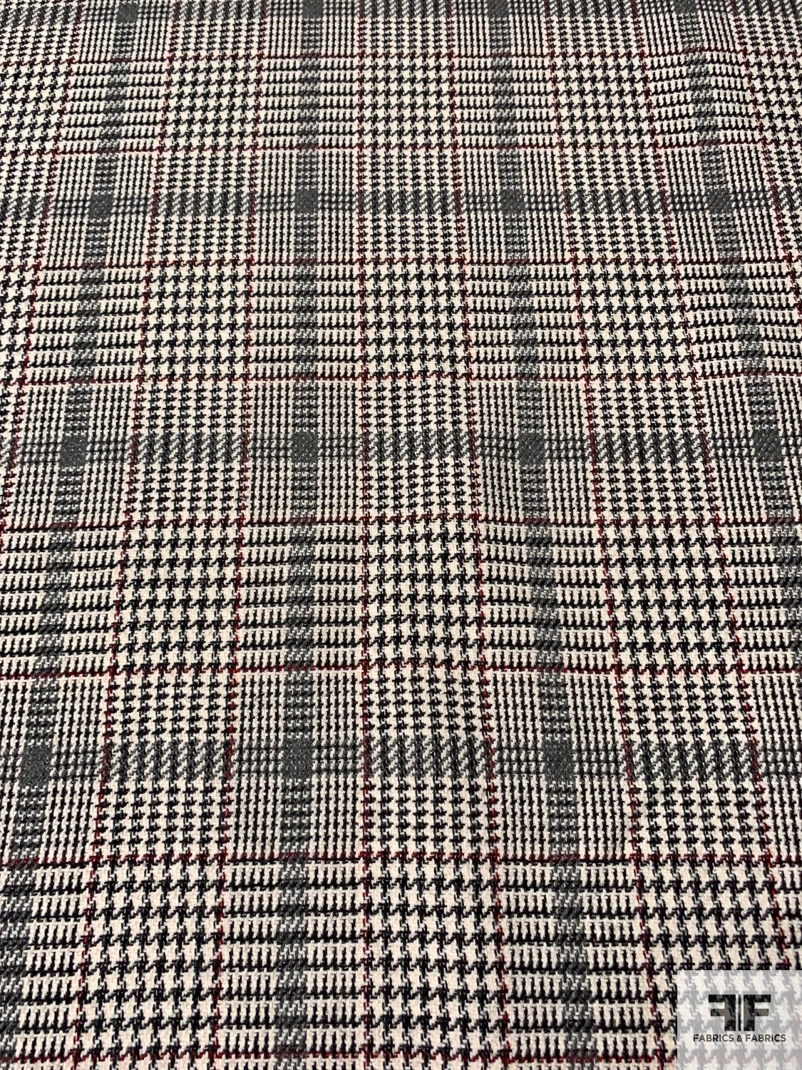 Italian Glen Plaid Virgin Wool Lightweight Coating - Cream / Black / Grey / Burgundy 7 Italian Glen Plaid Virgin Wool Lightweight Coating - Cream / Black / Grey / Burgundy - Image 5