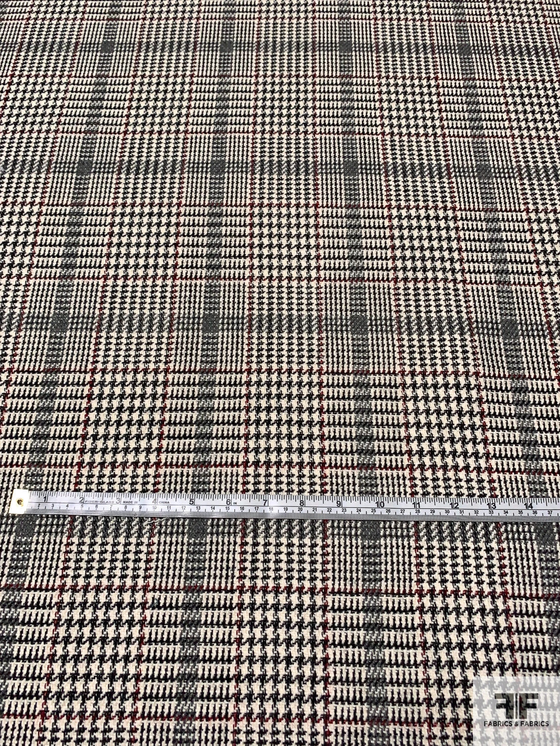 Italian Glen Plaid Virgin Wool Lightweight Coating - Cream / Black / Grey / Burgundy 8 Italian Glen Plaid Virgin Wool Lightweight Coating - Cream / Black / Grey / Burgundy - Image 6