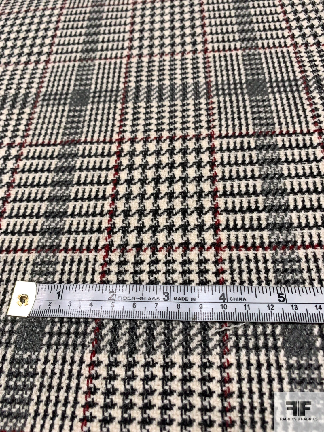 Italian Glen Plaid Virgin Wool Lightweight Coating - Cream / Black / Grey / Burgundy 9 Italian Glen Plaid Virgin Wool Lightweight Coating - Cream / Black / Grey / Burgundy - Image 7