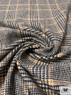 Italian Glen Plaid Wool Jacket Weight Suiting - Black / Cream / Ochre Tan 13 Italian Glen Plaid Wool Jacket Weight Suiting - Black / Cream / Ochre Tan -Fabrics And Fabrics Store 13926 3