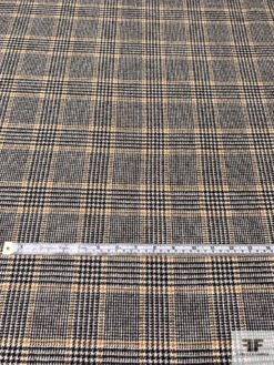 Italian Glen Plaid Wool Jacket Weight Suiting - Black / Cream / Ochre Tan 15 Italian Glen Plaid Wool Jacket Weight Suiting - Black / Cream / Ochre Tan -Fabrics And Fabrics Store 13926 5